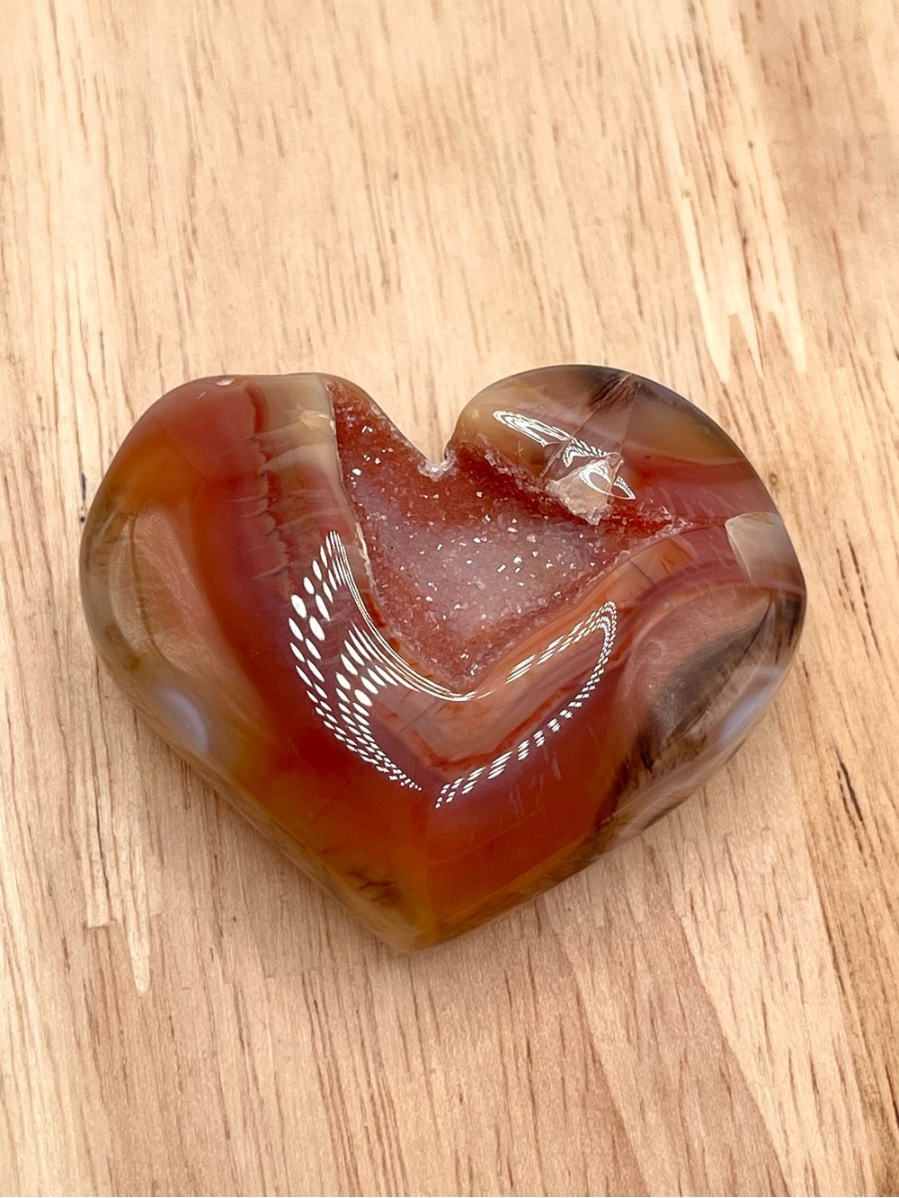 🌑Druzy Carnelian Polished Crystal Heart Carving🌑